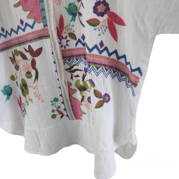 AP.NY New York Embroidered Floral Birds Embroidery Button Front Blouse Top XL - Picture 6 of 11